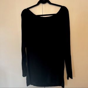 Ivanka Trump XL Super Soft Modal Black Long Sleeve Top Mesh Triangle Back